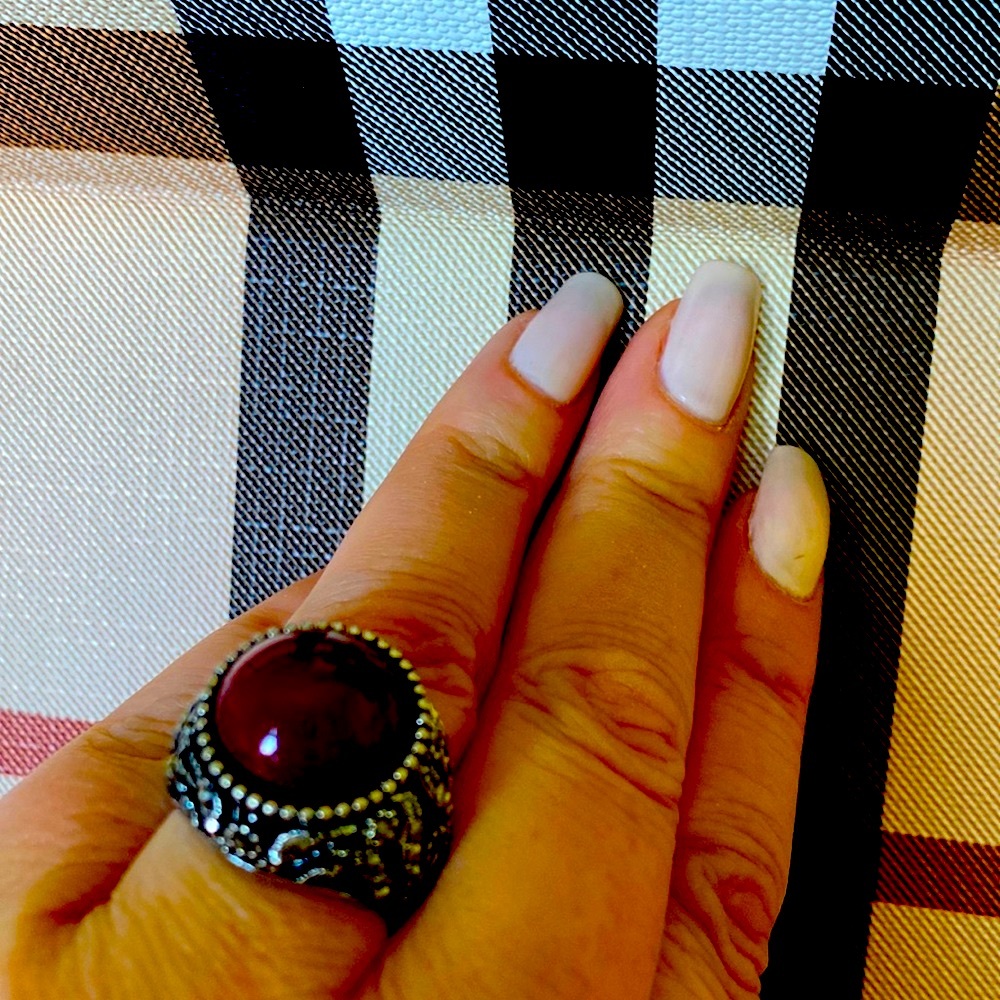 Vintage Beautiful RoyalRedBlack Gemstone CustomJewelry Ring NeverUsed